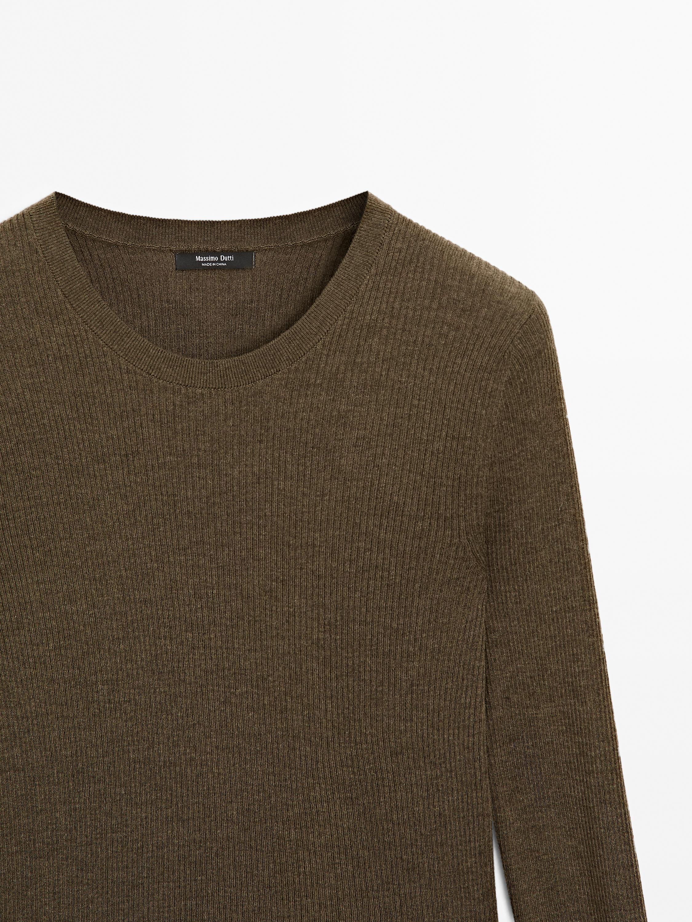 Ribbed knit wool blend sweater